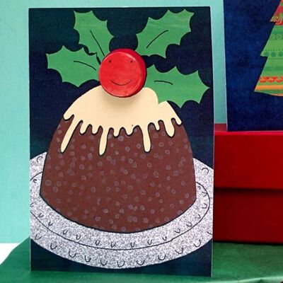 Christmas Pudding - Grußkarte mit Abzeichen