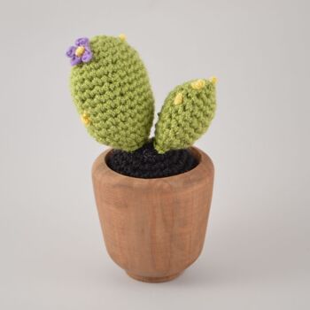 Cactus au crochet - Fleurs violettes 1