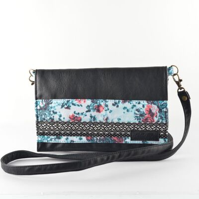 Black clutch bag floral pattern