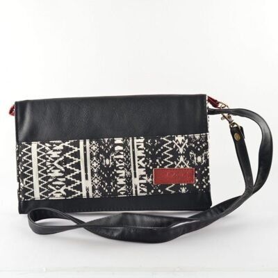 Black Clutch Bag - Black Wise Pattern