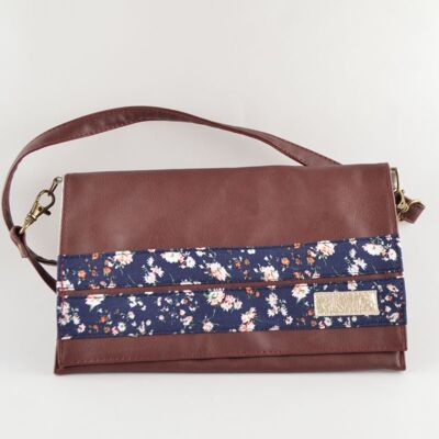 Burgundy clutch bag - floral pattern