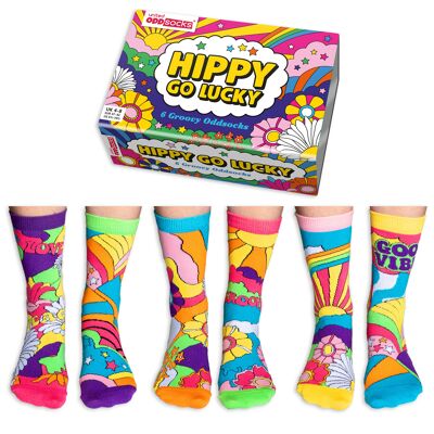 Hippy go lucky - adult giftbox of 6 united odd socks