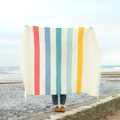 NEW Seaside Stripe Wool Blanket - Standard 130 x 150cm