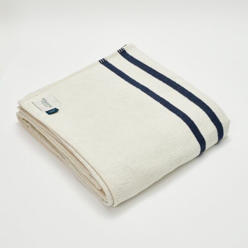 Navy Stripe Recycled Cotton Blanket - Large 160 x 200cm