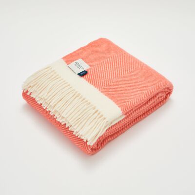 Coral Herringbone Wool Blanket - Standard 130 x 150cm