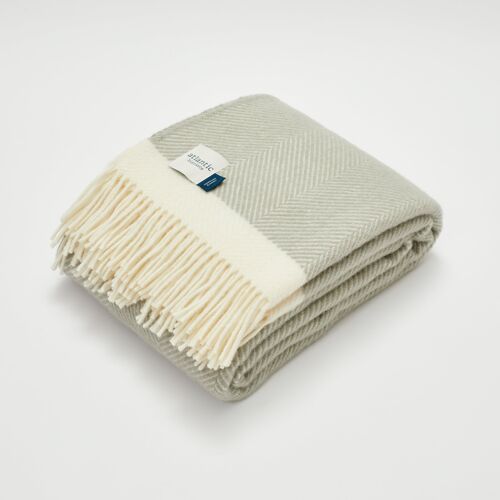 Harbour Mist Herringbone Wool Blanket - Standard 130 x 150cm