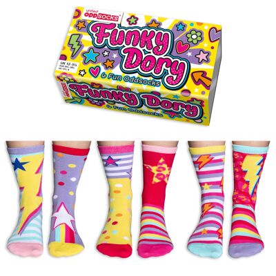 Funky dory - kids giftbox of 6 united odd socks