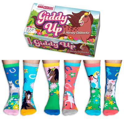 Giddy up - kids giftbox of 6 united odd socks