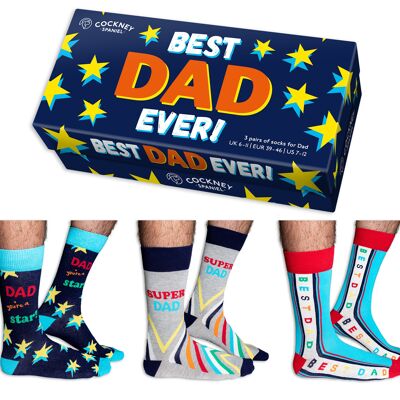 Best dad ever! - giftbox of 3 pairs of cockney spaniel socks