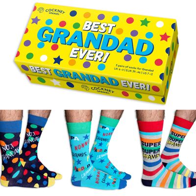 Best grandad ever! - giftbox of 3 pairs of cockney spaniel socks