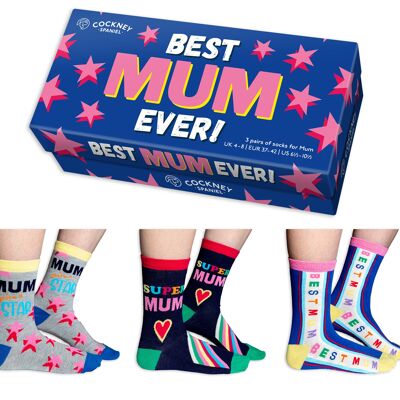 Best mum ever! - giftbox of 3 pairs of cockney spaniel socks