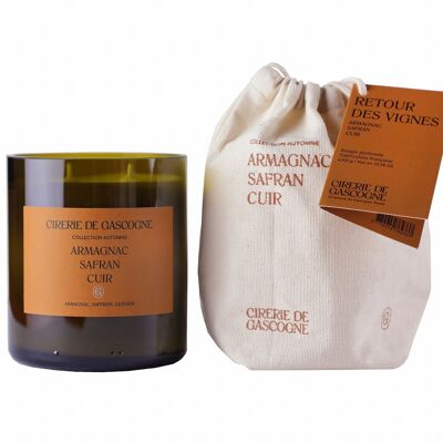 Duftkerze Armagnac-Safran-Leder 2 Dochte -300 gr - Flaschenende