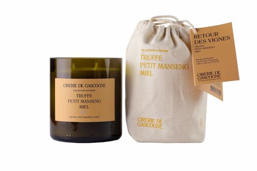 Bougie parfumée Truffe - Petit Manseng- Miel- 2 mèches -300 gr - cul de bouteille