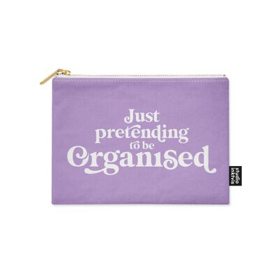 JUST PRETENDING TO BE ORGANIZED makeup bag lilac canvas pouch