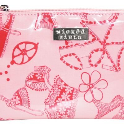 Cosmetic bag Frills Pink Large Flat Purse cosmetic bag
