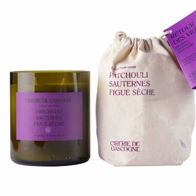 Scented candle Patchouli - Sauternes - Dried fig - 2 wicks - 300 gr - bottle end