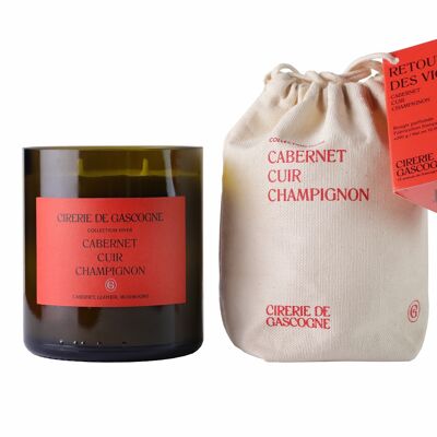 Bougie parfumée Cabernet - Cuir- Champignons  2 mèches -300 gr - cul de bouteille
