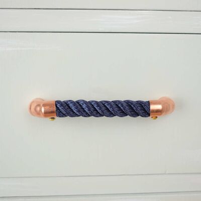 Copper and Navy Rope U Pull Handle - 96mm - Natural Copper