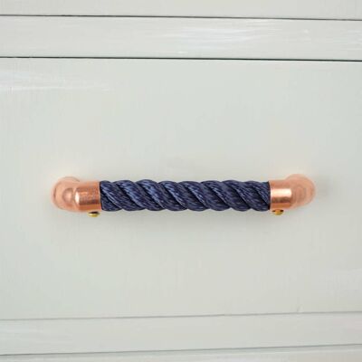 Tirador en U de cuerda de cobre y azul marino - 128 mm - Cobre natural