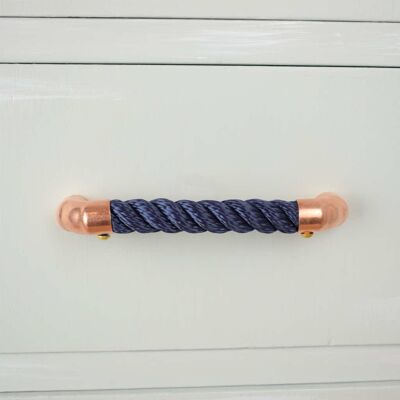 Maniglione a U in Corda Rame e Navy - 128mm - Laccato Satinato