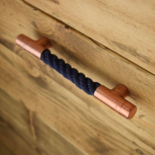 Copper and Navy Rope T Pull - 128mm - Natural Copper