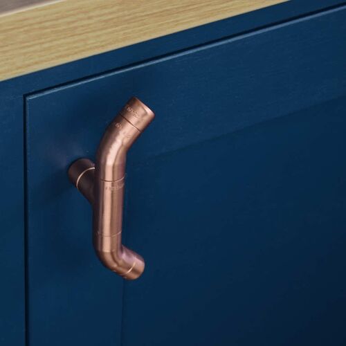 Curved Copper Handle Knob - Natural Copper