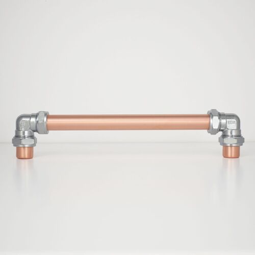 Chrome and Copper U-Barn Door Handle - 1600mm x 22mm x 67mm 3 Supports - Natural Copper