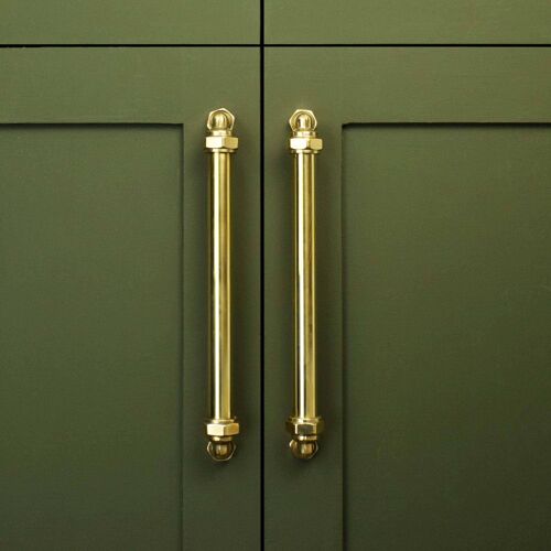 Brass Pillar Pull Handle - 128mm Hole Centres - Natural Copper