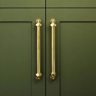 Brass Pillar Pull Handle - 512mm Hole Centres - Natural Copper