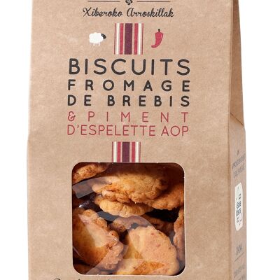 Galletas de aperitivo con Queso de Oveja y Pimiento de Espelette DOP, en estuche de 80g