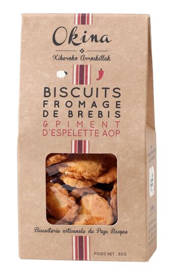 Biscuits apéritifs au Fromage de Brebis et Piment d'Espelette AOP, en étui 80g 1
