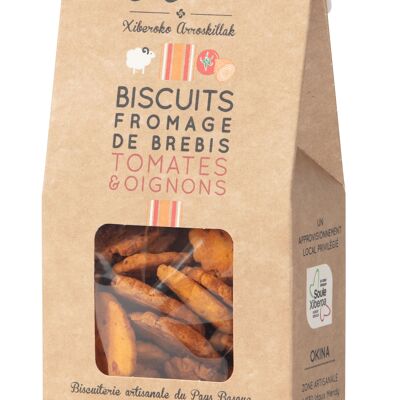 Aperitif biscuits with Sheep's Cheese, Tomatoes and Onions, in 80g case
