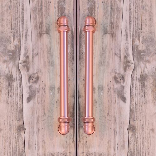 Industrial Copper Handle with Bolt Ends - 512mm Hole Centres - Natural Copper