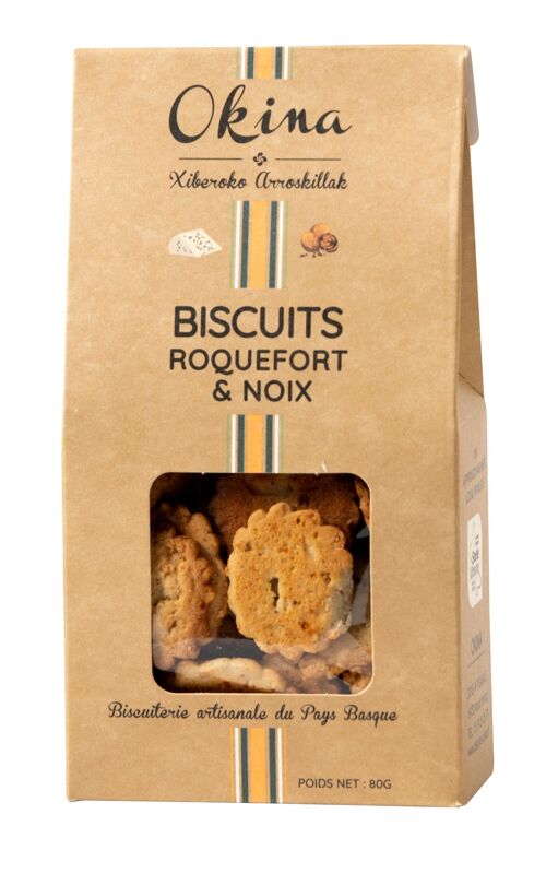 Biscuits apéritifs au Roquefort et Noix, en étui 80g