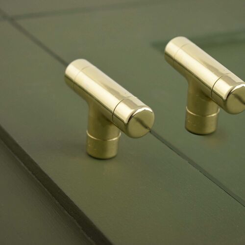 Brass High Polish T Knob - Natural Brass (untreated)
