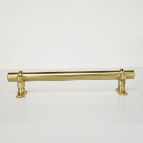 Brass Bracket Pull - 128mm Hole Centres - Satin Brass (Lacquered)