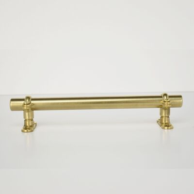 Brass Bracket Pull - 160mm Hole Centres - Natural Brass (Unlacquered)