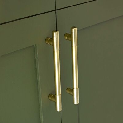 High Polish Brass T-Shaped Pull Handle - 128mm Hole Centres