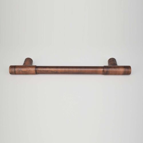 Rustic Copper Pull Handle T-Shaped (Aged) - 128mm Hole Centres
