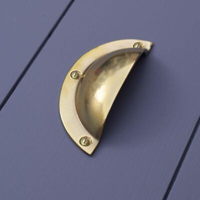 Brass Classic Cup Handle - Medium - Satin Lacquered Brass