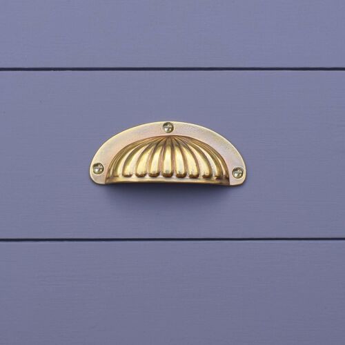 Brass Scalloped Cup Handle - Natural Brass