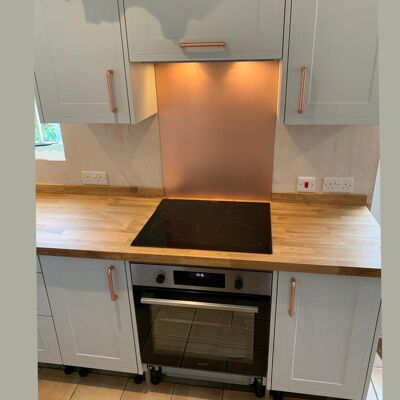 Copper Kitchen Splashback - 60cm x 75cm - Satin Lacquered - Glue / Sealant