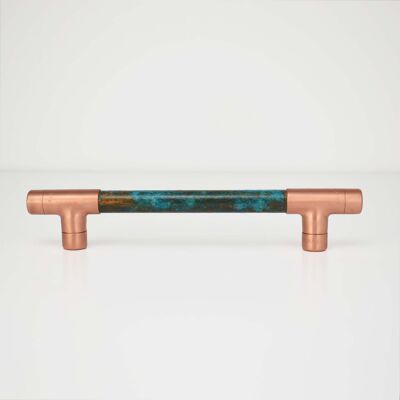 Verdigris Copper Handle T-shaped - 128mm Hole Centres