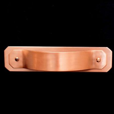 Copper Handle and back-plate with Bevelled Corners - Natural Copper