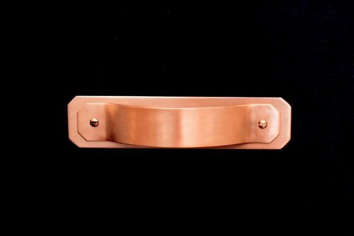 Copper Handle and back-plate with Bevelled Corners - Satin