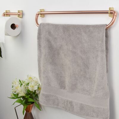 Rounded Copper Bathroom Set - Towel Rail - Satin Lacquered