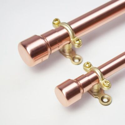 Curtain Rail in Copper with Raised Ends - Natural Copper - 120cm - 15mm