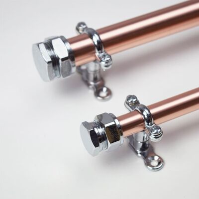 Curtain Rail in Copper and Chrome - Natural Copper - 120cm - 22mm
