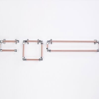 Industrial Copper and Chrome Bathroom Set - Towel Ring - Natural Copper