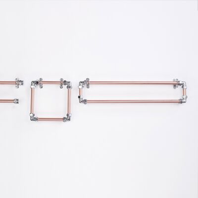 Industrial Copper and Chrome Bathroom Set - Towel Ring - Natural Copper